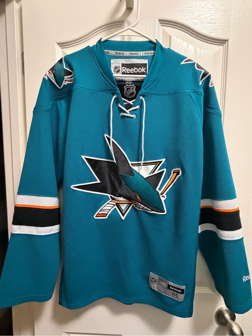 San Jose Sharks Reebok NHL Hockey Jersey Teal Size M Official Licensed